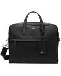 BOSS - Black Structured Document Logo Lettering Briefcase - Lyst