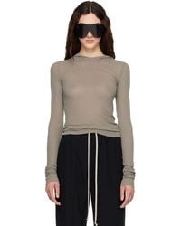 Rick Owens - Taupe Tower Cropped Hooded Rib Ls T-Shirt - Lyst
