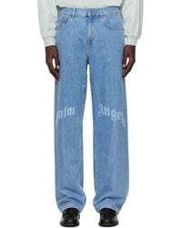 Palm Angels - Splitted Curved Logo 5-Pocket Jeans - Lyst