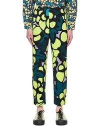 Homme Plissé Issey Miyake - Homme Plissé Issey Miyake Yellow Printed Trousers - Lyst