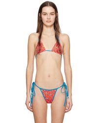 Frankie's Bikinis - Haut de bikini florabelle rouge et bleu - Lyst