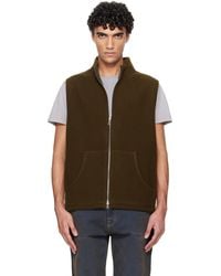 Rier - Khaki Fleece Full Zip Vest - Lyst