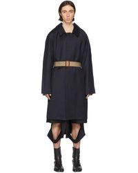 Maison Margiela Manteau en serge bleu marine et beige Cavalry