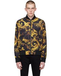Versace - Black & Yellow Watercolor Couture Reversible Bomber Jacket - Lyst