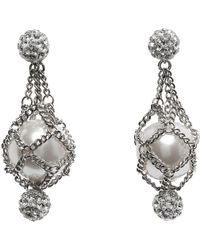 Givenchy - Boucles d'oreilles argentées à perle et à ornements facettés - Lyst
