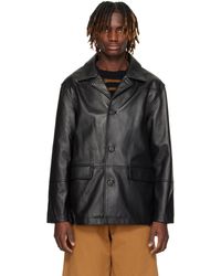 MM6 by Maison Martin Margiela - Blouson De Style Sport Noir En Cuir - Lyst