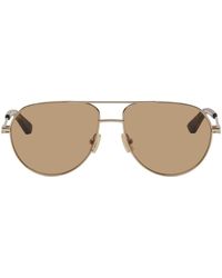 Bottega Veneta - Gold Split Pilot Metal Sunglasses - Lyst