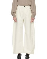 Ssstein - Off- Double Weave Cotton Round Trousers - Lyst