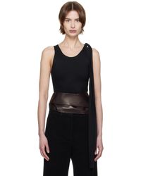 AARON ESH - Débardeur Noir À Garniture Prolongée Nouée - Lyst