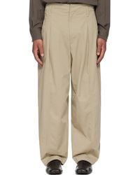 Lemaire - Taupe Maxi Pleated Trousers - Lyst