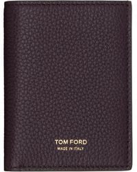 Tom Ford - Burgundy Grain Leather Folding Card Holder - Lyst