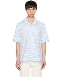 Ami Paris - Blue & White Camp Collar Shirt - Lyst