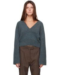 Ganni - Melange Mohair Deep V-Neck Sweater - Lyst