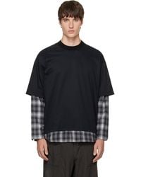 Comme des Garçons - Cotton Jersey Ombre Check Long Sleeve T-Shirt - Lyst