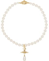 Vivienne Westwood - ゴールド＆ホワイト One Row Faux-Pearl Drop チョーカー - Lyst