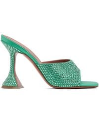 AMINA MUADDI - Green Lupita Crystal Heeled Sandals - Lyst
