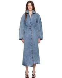 Alaïa - Alaã¯A Long Denim Spiral Trench - Lyst