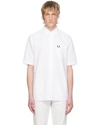 Fred Perry - F Perry Chemise blanche à logo brodé - Lyst
