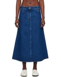 Studio Nicholson - Indigo A-line Denim Maxi Skirt - Lyst