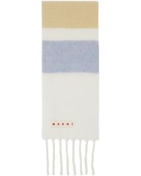 Marni - White & Blue Striped Alpaca Scarf - Lyst