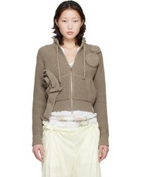 OPEN YY Ssense Exclusive Applique Knit Zipup Sweatshirt in Blue