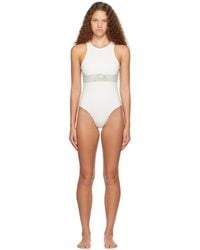 Lacoste - White High Cut One-piece Swimsuit - Lyst