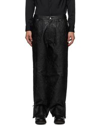 Han Kjobenhavn - Pantalon noir en cuir à image gaufrée - Lyst