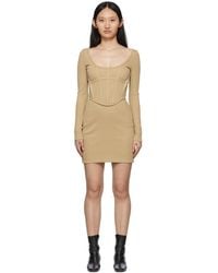 Dion Lee - Ssense Exclusive Tan Rib Corset Mini Dress - Lyst