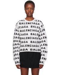 Balenciaga - Pull blanc cassé à motif à logo en tricot jacquard - Lyst