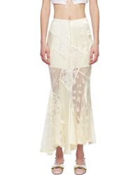 YUHAN WANG - ホワイト Lace Patched Mermaid ミディアムスカート - Lyst