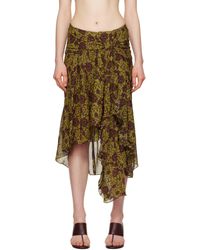 Dries Van Noten - グリーン＆バーガンディ フローラル ミディアムスカート - Lyst