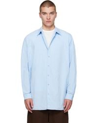 Casey Casey - Chemise Ikla Bleue En Coton Plissé Paper Cot - Lyst