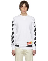 Off-White c/o Virgil Abloh Ssense Exclusive White Incomplete Spray Paint Long Sleeve T-shirt