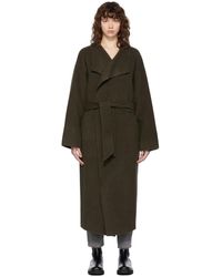 FRAME Double Face Wool Wrap Coat - Green