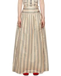 Bode - Antique Stripe Stowe Midi Skirt - Lyst