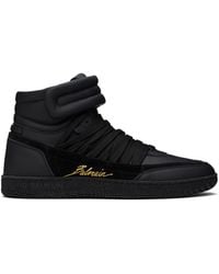 Balmain - ブラック Swan' Mid-Top Lace-Up レザースニーカー - Lyst