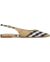 Burberry - Check Birdie Slingback Flats - Lyst