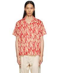 DOUBLE RAINBOUU Off- Flames Camp Shirt - Red