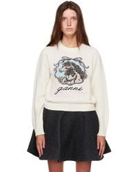 Ganni - Off- Graphic Wool Horse Sweater - Lyst