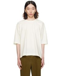 Homme Plissé Issey Miyake - Homme Plissé Issey Miyake Off-white Release-t Basic T-shirt - Lyst