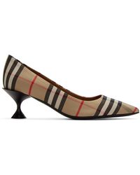Burberry Beige Check Lillyton Heels - Multicolour