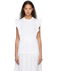 Chloé - White Ruffled T-shirt - Lyst