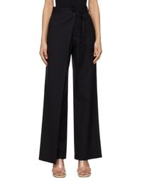 MM6 by Maison Martin Margiela - Pantalon Façon Tailleur Noir En Canevas De Laine À Nouer - Lyst