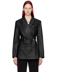Jacquemus - Blouson 'la veste tibau cuir' noir en cuir - les sculptures - Lyst