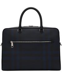 Burberry Black And Navy Check Ainsworth Briefcase - Blue