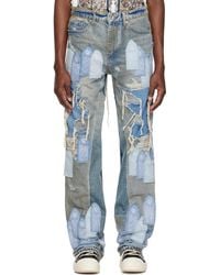 Who Decides War - Jean Bleu À Appliqués Graphiques Et Effet Usé - Lyst