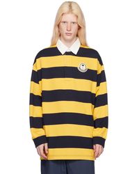 Moncler Genius - Moncler X Palm Angels Yellow & Navy Striped Long Sleeve Polo - Lyst