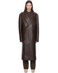 Nanushka - Manteau sverre brun en cuir - Lyst