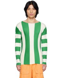 Sunnei - T-shirt vert et blanc à rayures et à plis - Lyst