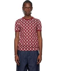 Dries Van Noten - Off- & Burgundy Jacquard T-Shirt - Lyst
